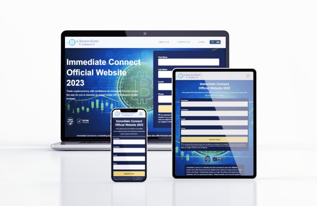 Immediate Connect official website on different devices.