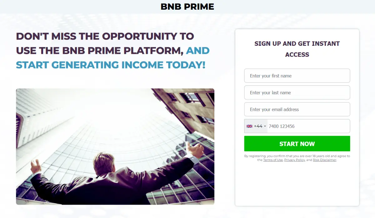 BNB PRIME Landing Page