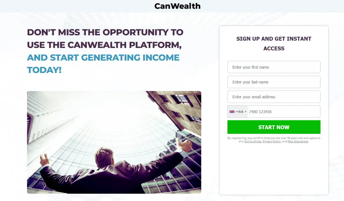CanWealth Trading Platform Home Page