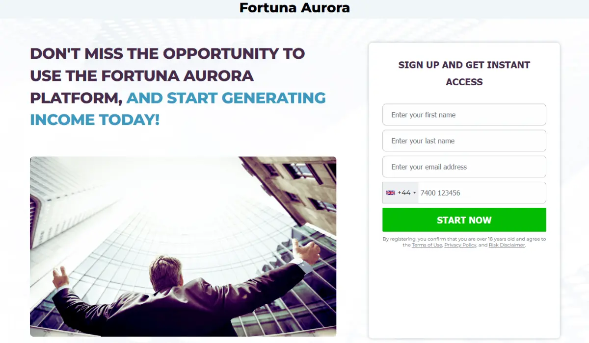 Fortuna Aurora Landing Page