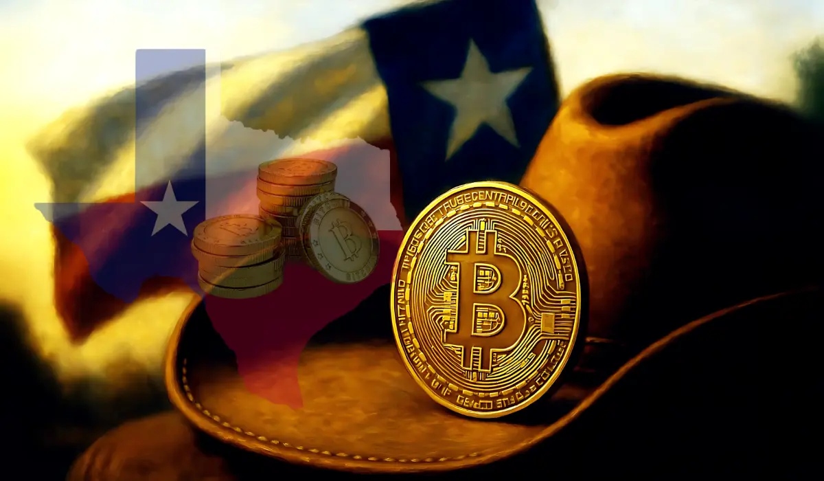 Texas flag with Bitcoin