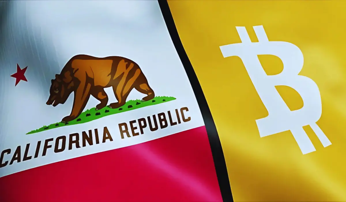 California Flag with Bitcoin